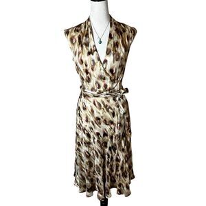 Jones New York Vintage Silk Blend Textured Lined Midi Dress Sz 8 Y2K Mob Wife